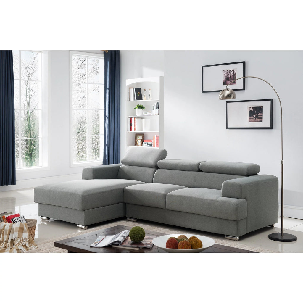 Grey Fabric Upholstered Left Facing Sectional Sofa Z197
