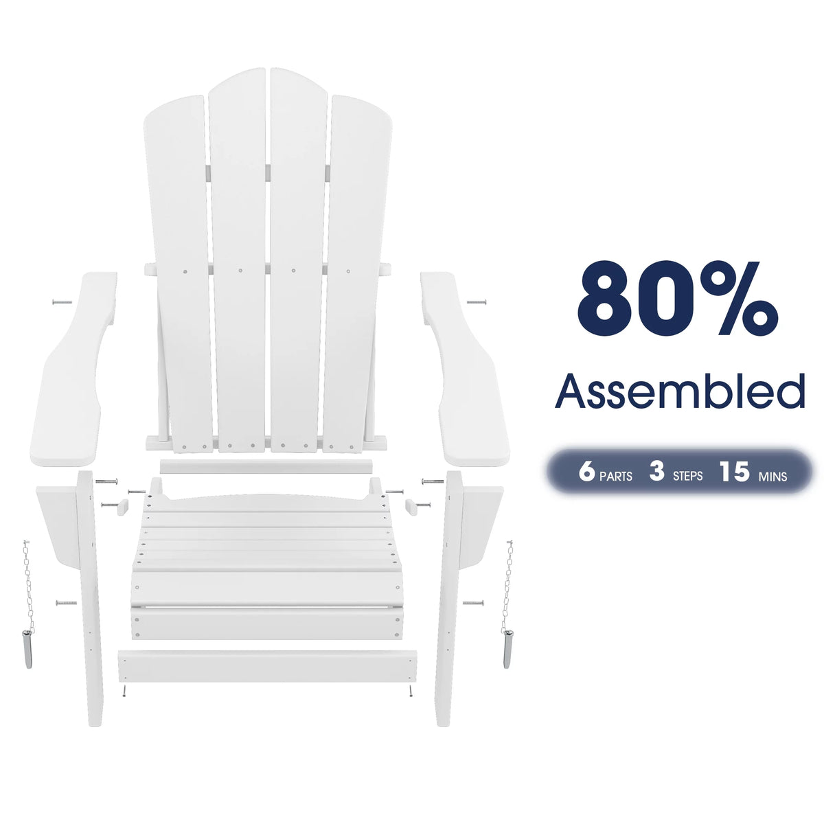 White HDPE Folding Adirondack Chair I13017