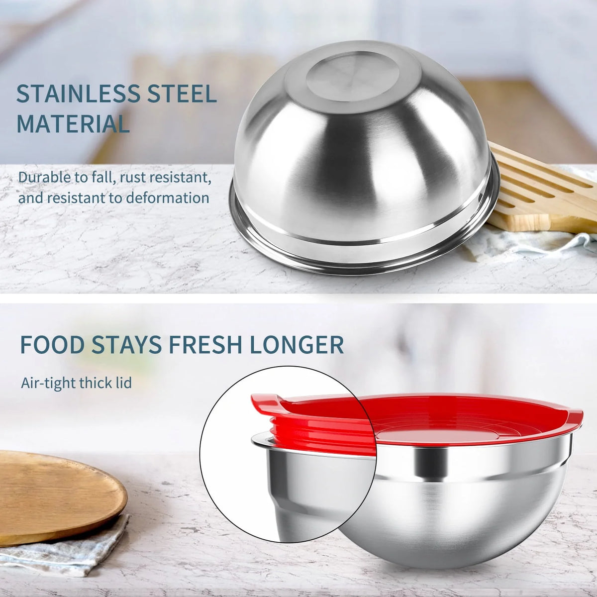 Stainless Steel Mixing Bowls Set with Lids 7 Pc Q710912