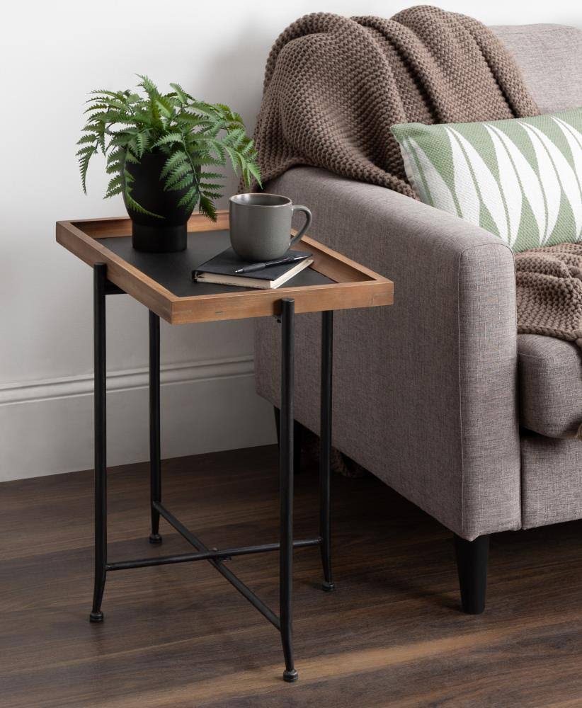 Rustic Brown/Black Wood End Table V979
