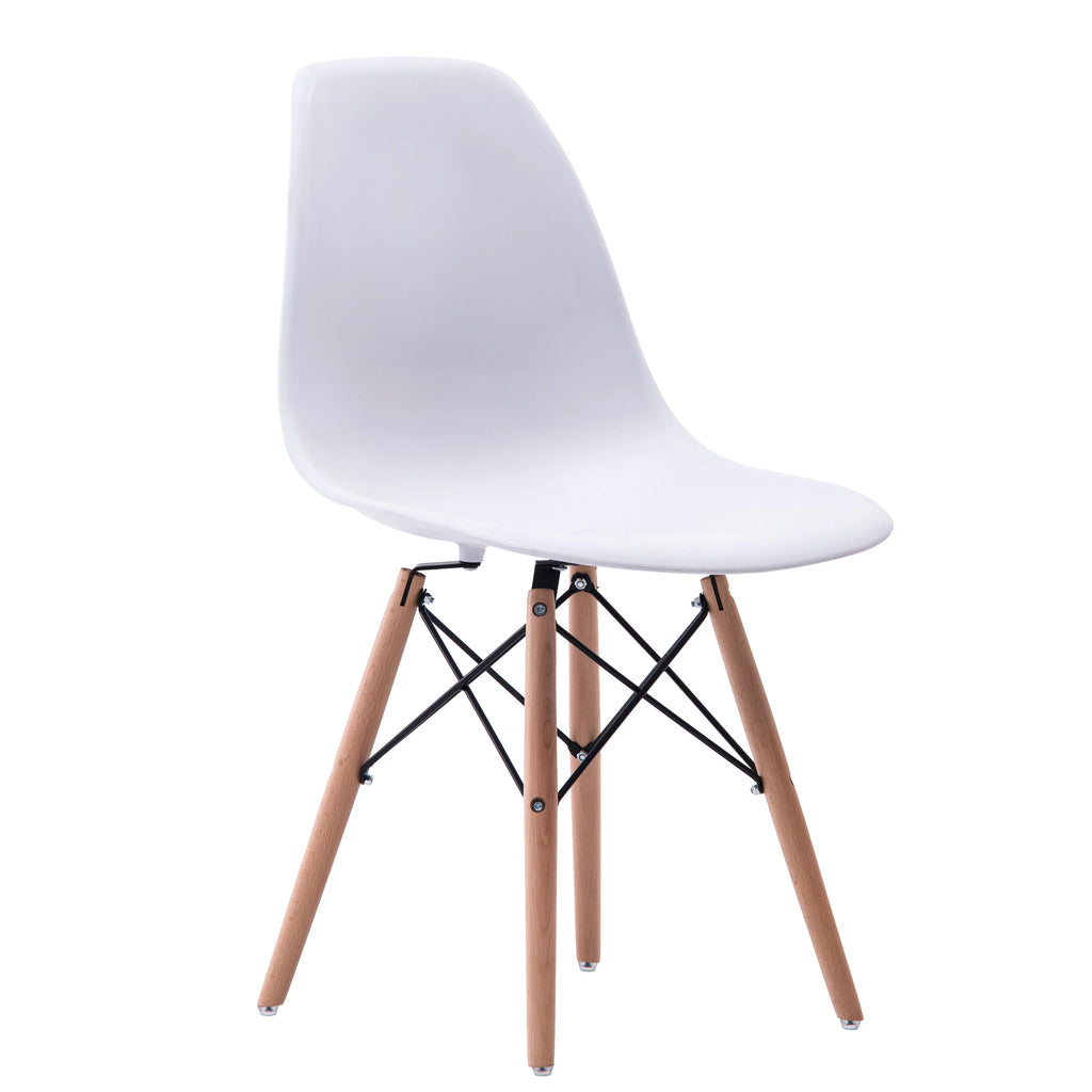 White Dining Chair Set of 2 Beech Wood Legs L490258