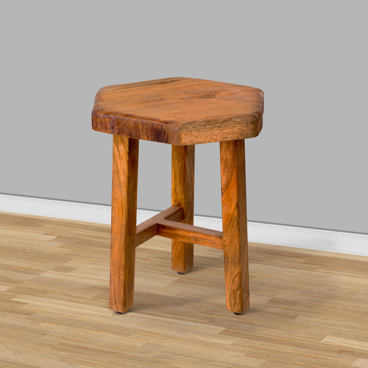 18 Inch Hexagon Acacia Wood Side Table with Live Edge Top P904302