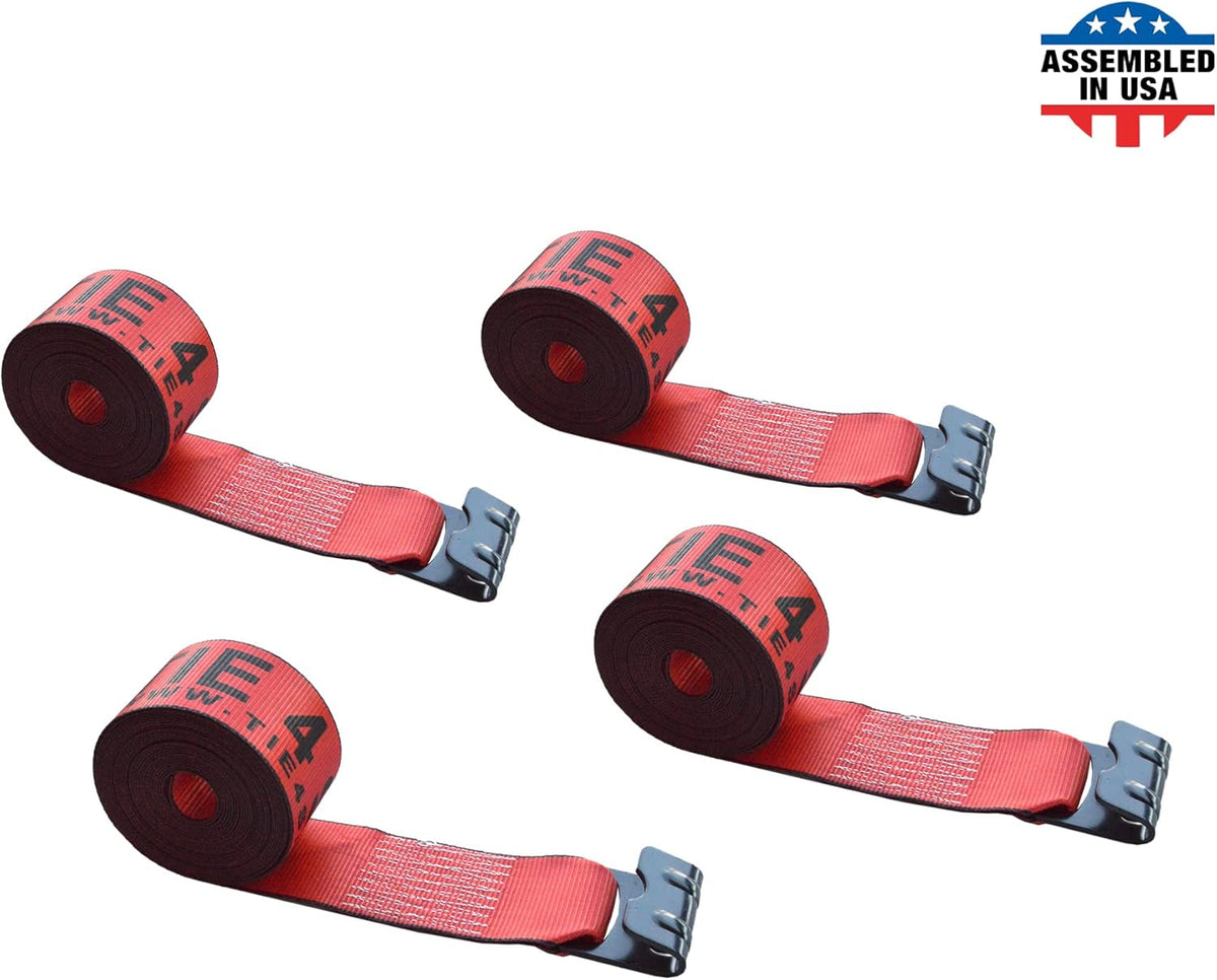 Blue Tie Down Straps Pack of 4 Heavy Duty Winch Strap with Flat Hooks Z16344