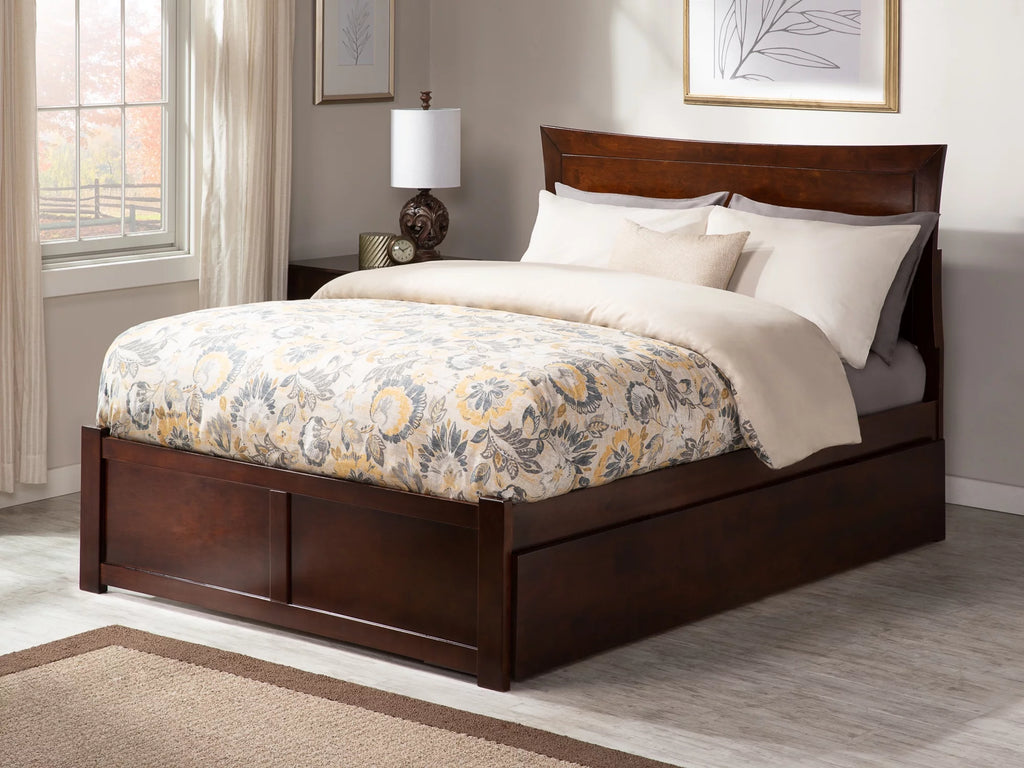 Walnut Full Platform Bed with Trundle Bed C29691