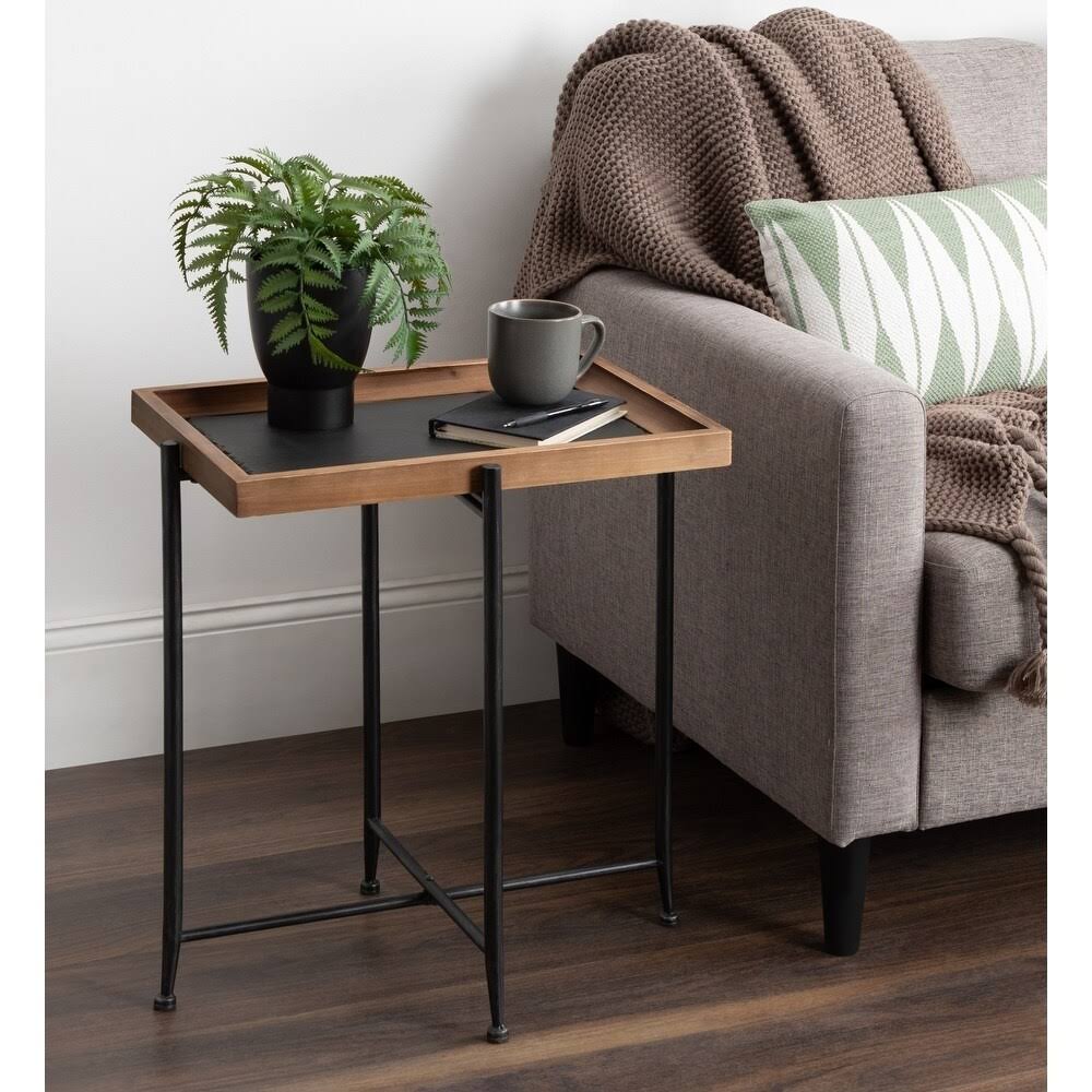 Rustic Brown/Black Wood End Table V979