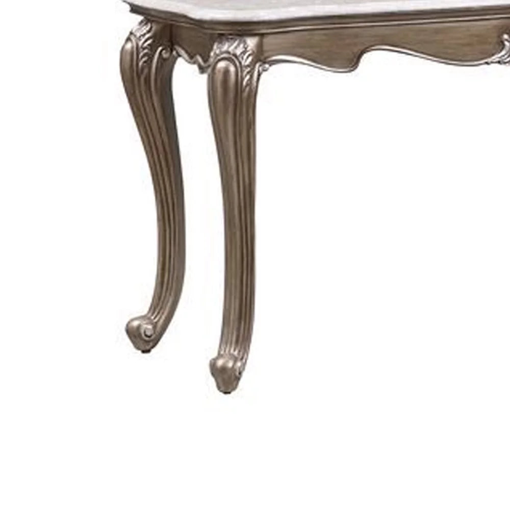 Sofa Table with Marble Top and Queen Anne Legs Gold L115