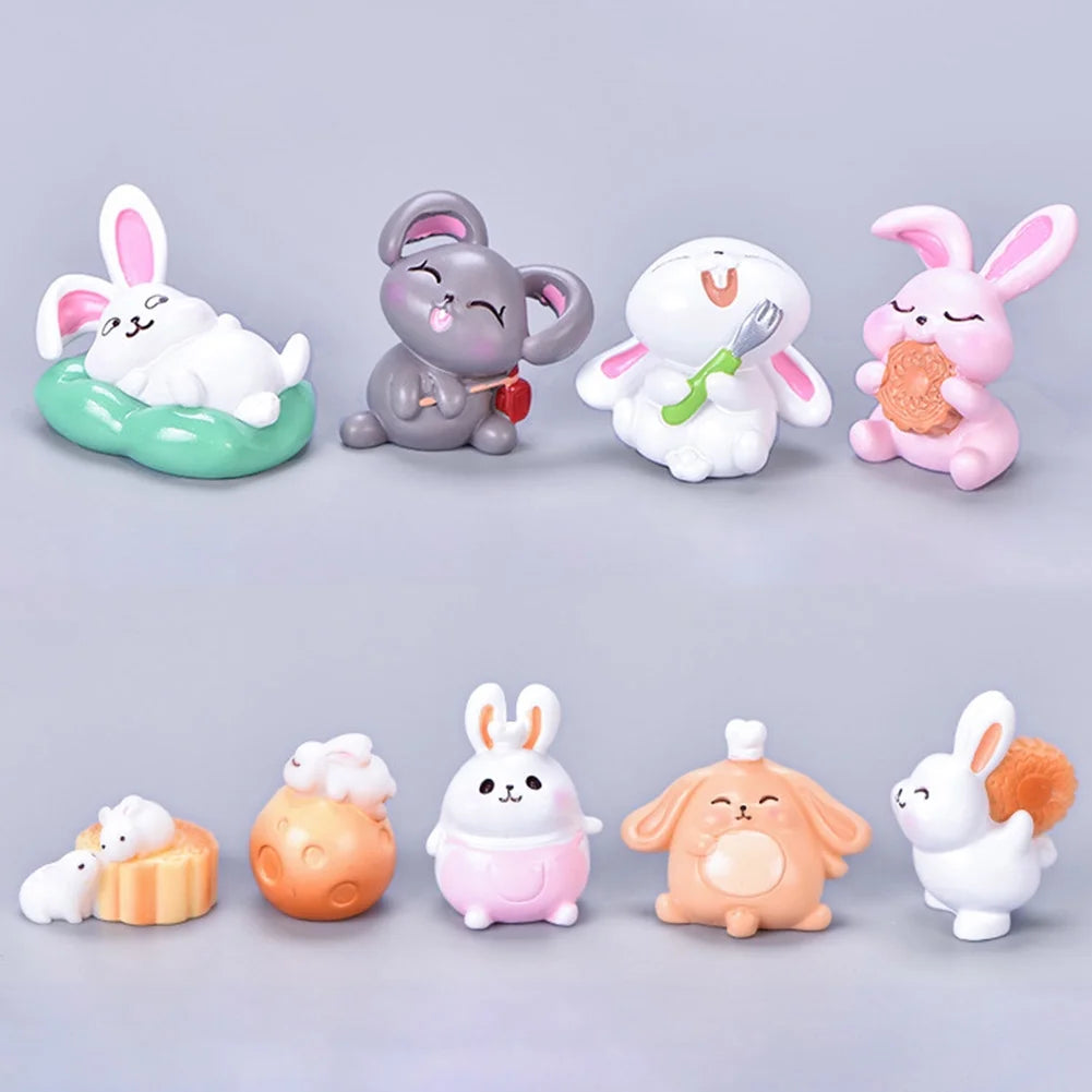 Resin Dollhouse Miniature Moon Cake Rabbit Ornaments W197696