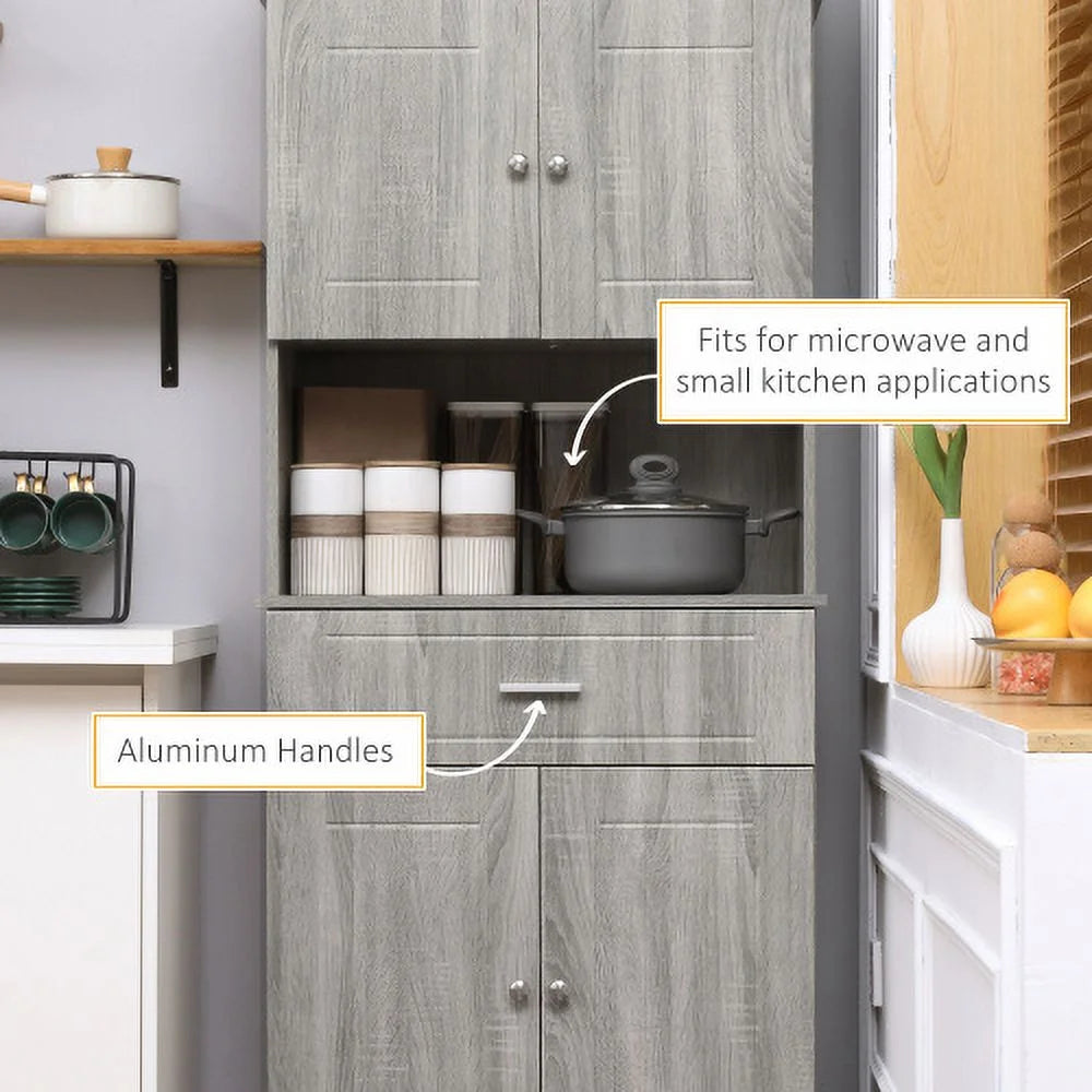 72" Kitchen Buffet with Hutch, Gray Wood Grain D205550
