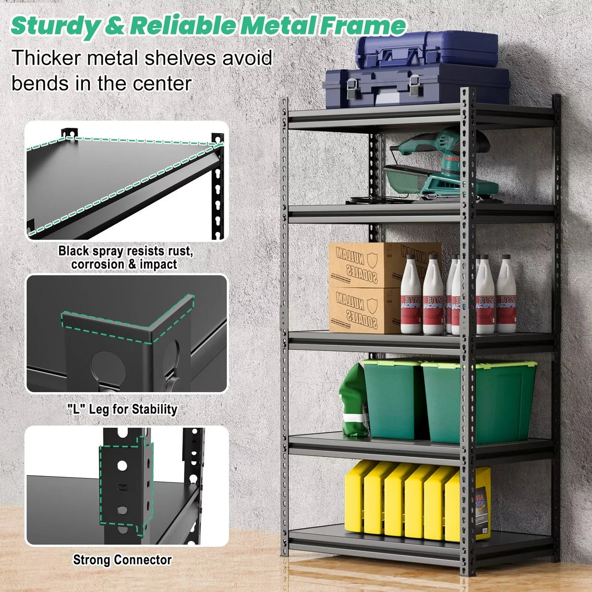 5 Tier Heavy Duty Metal Storage Shelves K47274