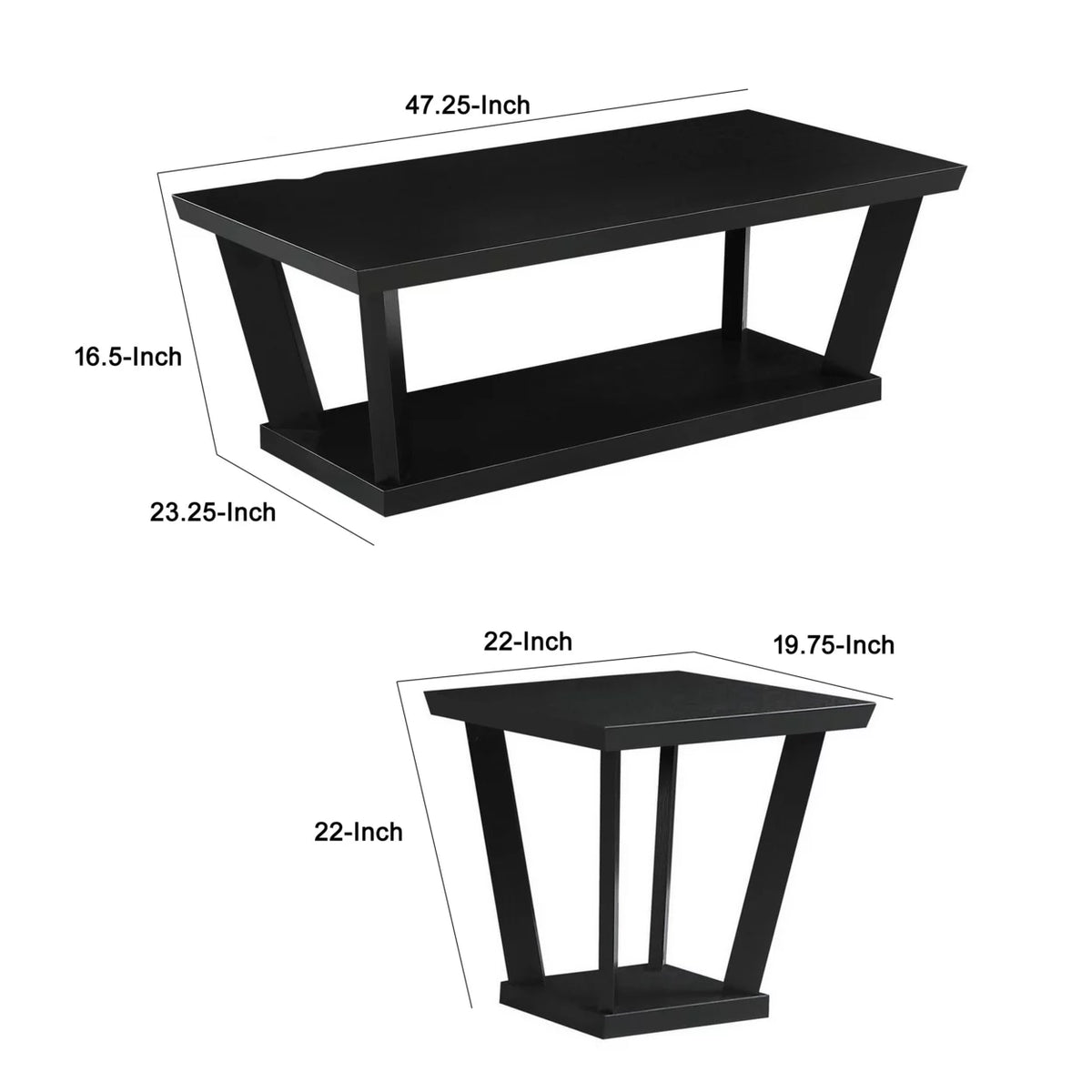 Black 3 Piece Coffee Table Set C1710