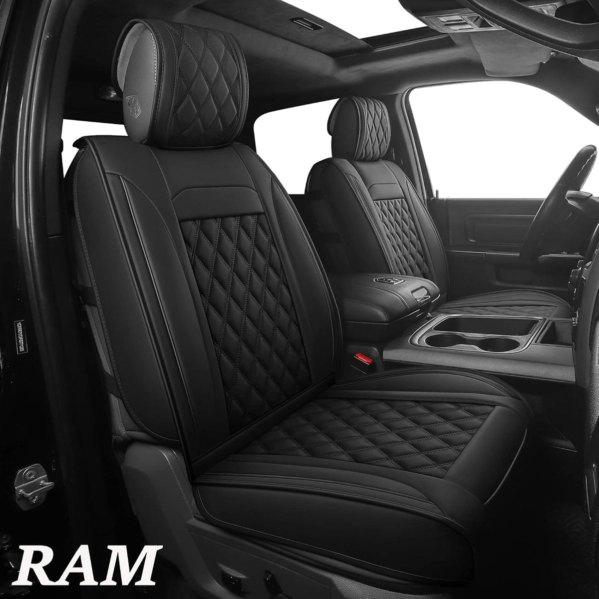 Black-Red Waterproof Synthetic Leather Car Seat Covers 5PCS Full Set H902