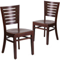 2 Pk. Walnut Wood Slat Back Restaurant Chair N386